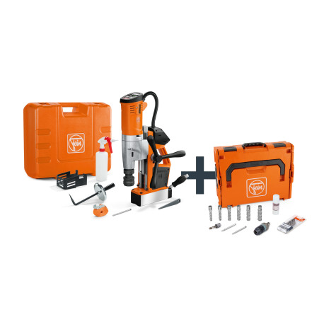 FEIN Sada AKBU 35 PMQW AS Construction-Site, Weldon 3/4 in / HSS NOVA 50 Univerzální akumulátorová magnetická jádrová vrtačka do
