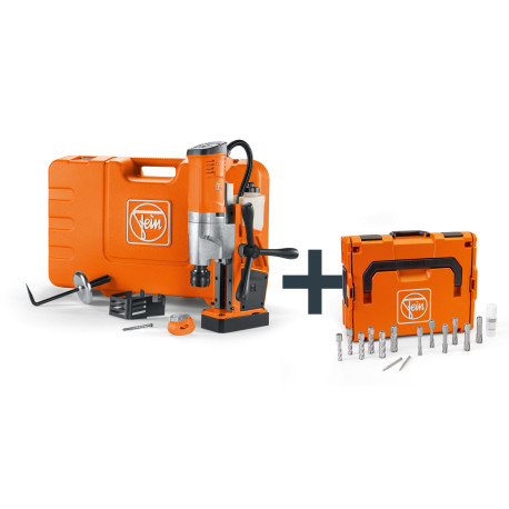 FEIN KBU 35 QW Structural Steel-Set 3/4 in Weldon Univerzální magnetická jádrová vrtačka do 35 mm s uživatelskou sadou