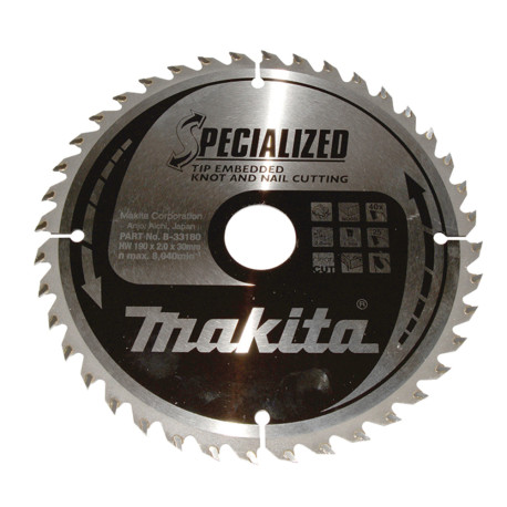 MAKITA B-33180 kotouč pilový dřevo SPECIALIZED se zapuštěnými zuby 190x2x30mm 40Z - old B-09503