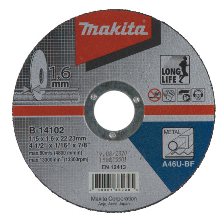 MAKITA B-14102 kotouč řezný ocel 115x1.6x22.23mm