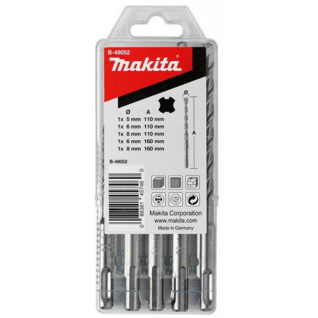 MAKITA B-49052 sada vrtáků SDS-Plus V-Plus 5 ks v plastové krabičce