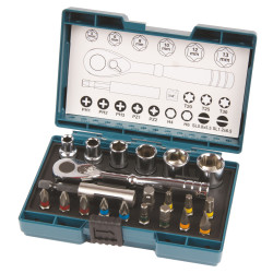 MAKITA B-54081 sada bitů 1/4\" a nástrčných klíčů 21 ks v plastové krabičce