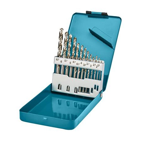 MAKITA D-54019 sada vrtáků s válcovou stopkou do kovu HSS-G 13 ks v kovové krabičce
