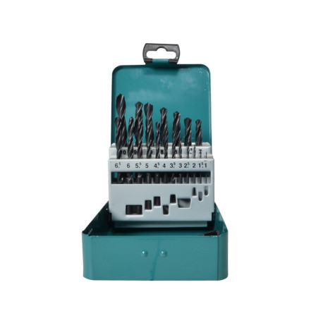 MAKITA D-54081 sada vrtáků s válcovou stopkou do kovu HSS-R 19 ks v kovové krabičce