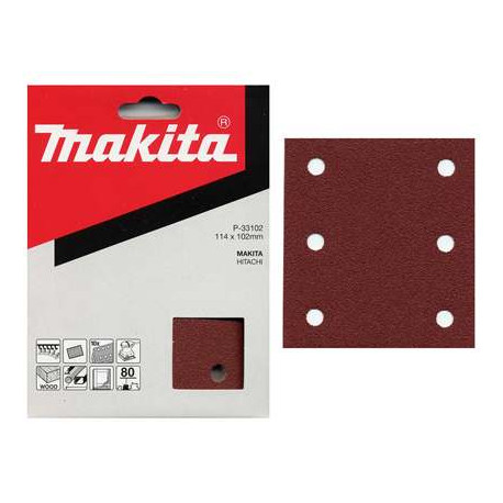 MAKITA P-33093 papír brusný 102x114mm 6 děr K60, 10ks - old P-01482