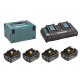 MAKITA 198091-4 sada Li-ion LXT 18V 4xBL1860B+DC18RD+Makpac