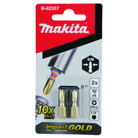 MAKITA B-62337 Impact GOLD super slim torsní bit PH2-25mm 2pcs-newE-03143