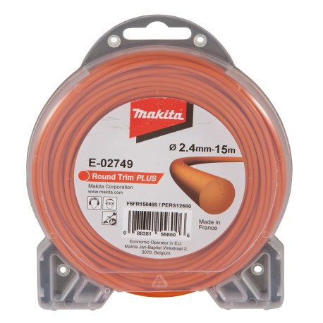MAKITA E-02749 struna nylonová Plus 2,4mm, 15m, oranžová, kulatá - old 369224792