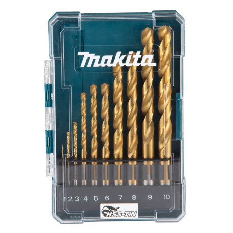 MAKITA D-72849 sada vrtáků s válcovou stopkou do kovu HSS-TiN 10 ks v plastové krabičce