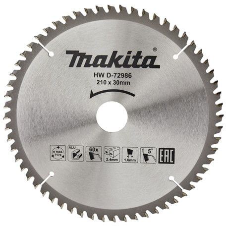 MAKITA D-72986 kotouč pilový hliník TCT 210x2.4x30mm 60Z