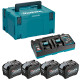 MAKITA 1910A8-3 sada Li-ion XGT 40V 4xBL4080F+DC40RB+Makpac
