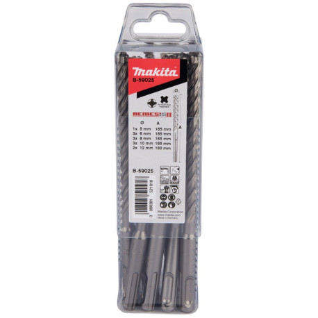 MAKITA E-14912 sada vrtáků SDS-Plus čtyřbřité Nemesis II, 12 ks v plastové krabičce