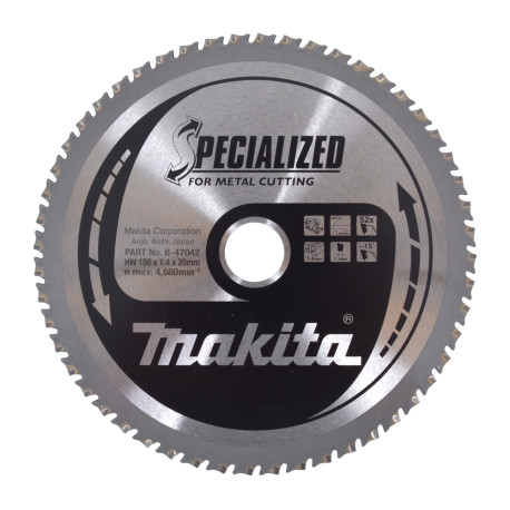 MAKITA B-47042 kotouč pilový ocel SPECIALIZED 150x1.4x20mm 52Z (tenká ocel SPECIALIZED) - old B-47167