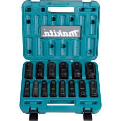 MAKITA E-16586 sada nástrčných klíčů prodloužených čtyřhran 1/2\" IMPACT BLACK 14 ks v plastovém kufru