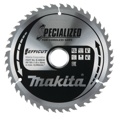 MAKITA B-68638 kotouč pilový dřevo Efficut 190x1.45x30mm 45Z - old B-68622