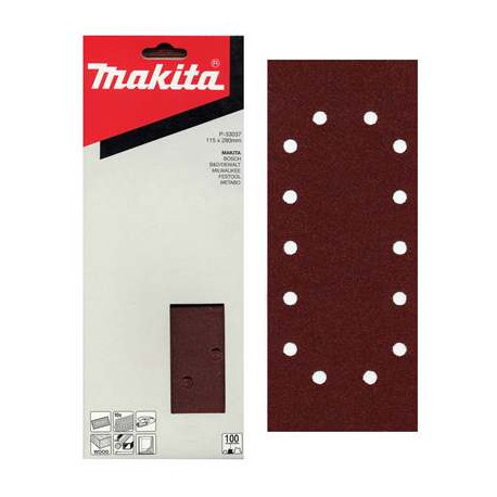 MAKITA P-33037 papír brusný 115x280mm 14 děr K100, 10ks - old P-02129