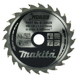 MAKITA B-33629 kotouč pilový dřevo SPECIALIZED 136x1.5x20mm 24Z pro aku pily   old B-21995