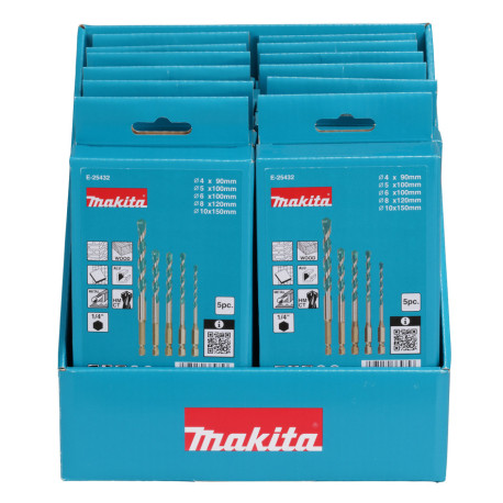 MAKITA E-25373 sada vrtáků TCT se stopkou 1/4\" multimateriál 12 sad E-25432 v displeji STOP