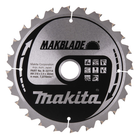 MAKITA B-32714 kotouč pilový dřevo MAKBLADE 216x2.4x30mm 24Z - old B-08903