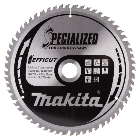 MAKITA B-67284 kotouč pilový dřevo Efficut 260x2.15x30mm 60Z - old B-67234-newE-29549