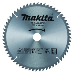 MAKITA D-65383 kotouč pilový dřevo TCT 260x2.6x30mm 60Z STOP