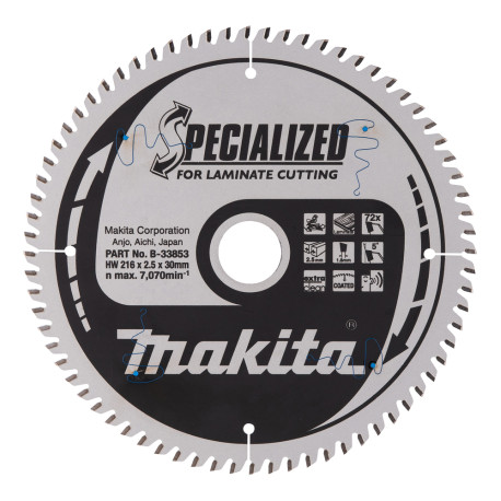 MAKITA B-33853 kotouč pilový lamino SPECIALIZED 216x2.5x30mm 72Z - old B-29474