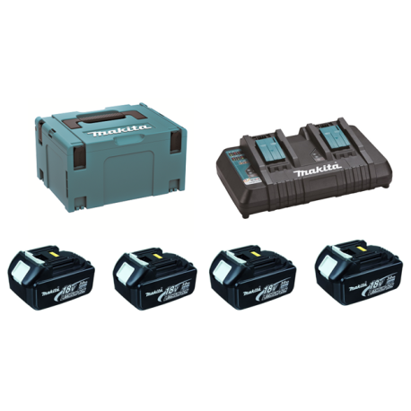 MAKITA 197970-3 sada Li-ion LXT 18V 4xBL1830B+DC18RD+Makpac