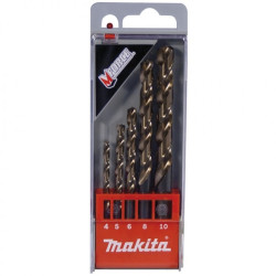 MAKITA D-30508 sada vrt&aacute;ků s v&aacute;lcovou stopkou do kovu HSS-G 5 ks v plastov&eacute; krabičce