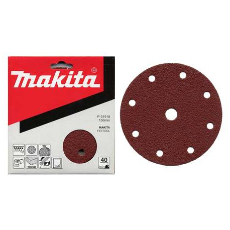 MAKITA P-31974 papír brusný suchý zip 150mm 9 děr K180, 10ks - old P-31653