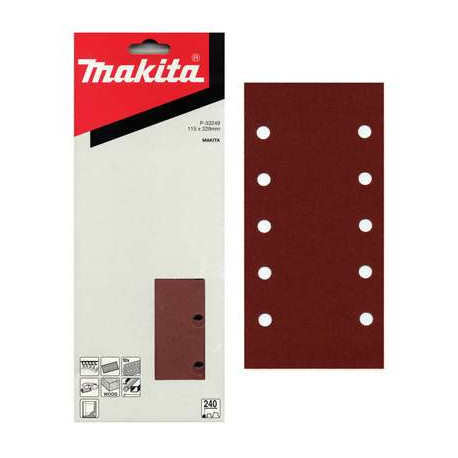 MAKITA P-33233 papír brusný suchý zip 115x229mm 10 děr K180, 10ks - old P-02238