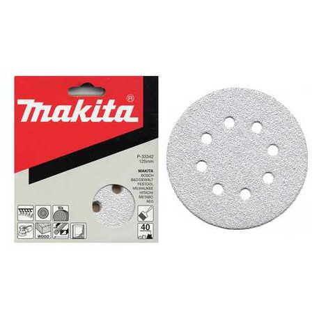 MAKITA P-33392 papír brusný suchý zip 125mm 8 děr K180, 10ks