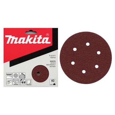 MAKITA P-37493 papír brusný suchý zip 150mm 6 děr K80, 10ks