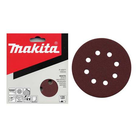 MAKITA P-43608 papír brusný suchý zip 125mm 8 děr K320, 10ks - old P-00549