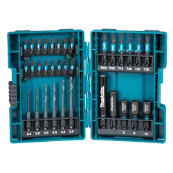 MAKITA B-66896 sada torzn&iacute;ch bitů a vrt&aacute;ků 1/4\" IMPACT BLACK 33 ks v plastov&eacute; krabičce