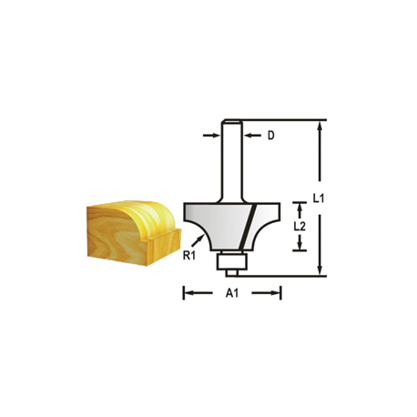 MAKITA D-48505 Zaoblovací fréza s ložiskem stopka 8 mm,20,7x10x51 mm R-4mm STOP