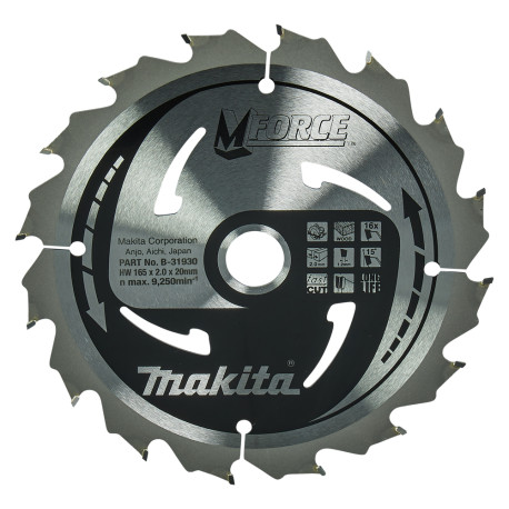 MAKITA B-31930 kotouč pilový dřevo MFORCE 165x2x20mm 16Z - old B-07901