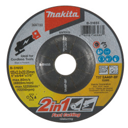 MAKITA B-51655 kotouč brusn&yacute;/řezn&yacute; 2v1 125x2.0x22.23mm
